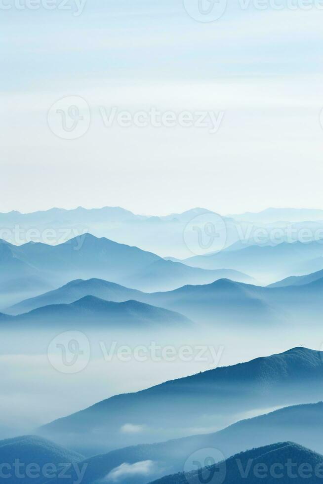 ai generato bellissimo paesaggio di montagne nel nebbioso mattina.bellezza nel natura.ai generato foto