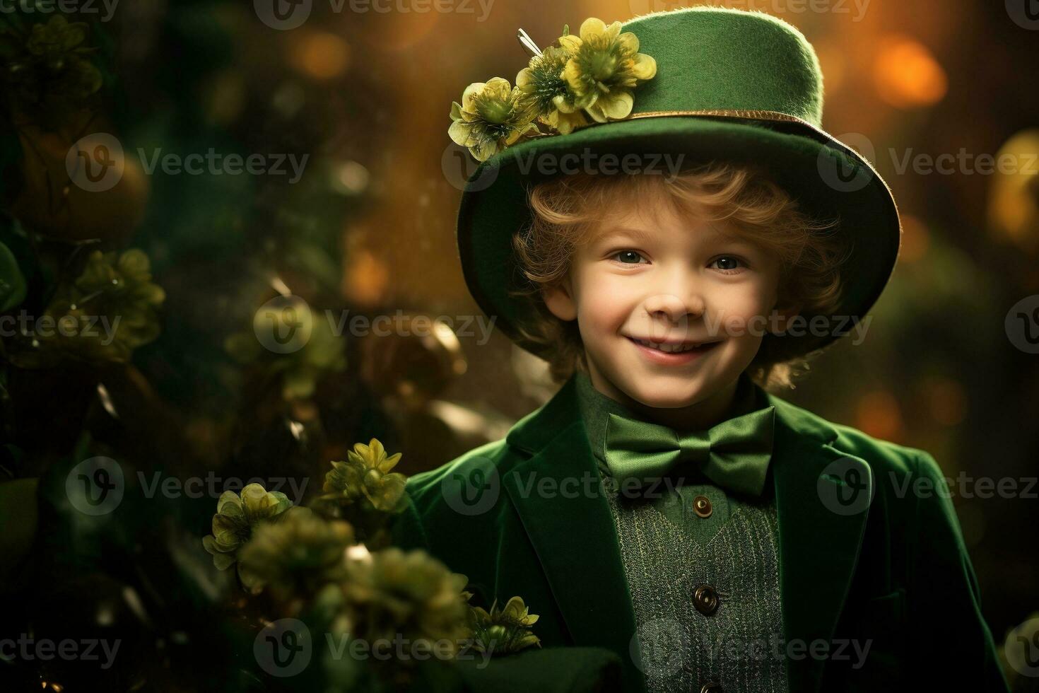 ritratto di un' sorridente ragazzo nel un' fata costume. st. Patrick giorno. ai generato foto