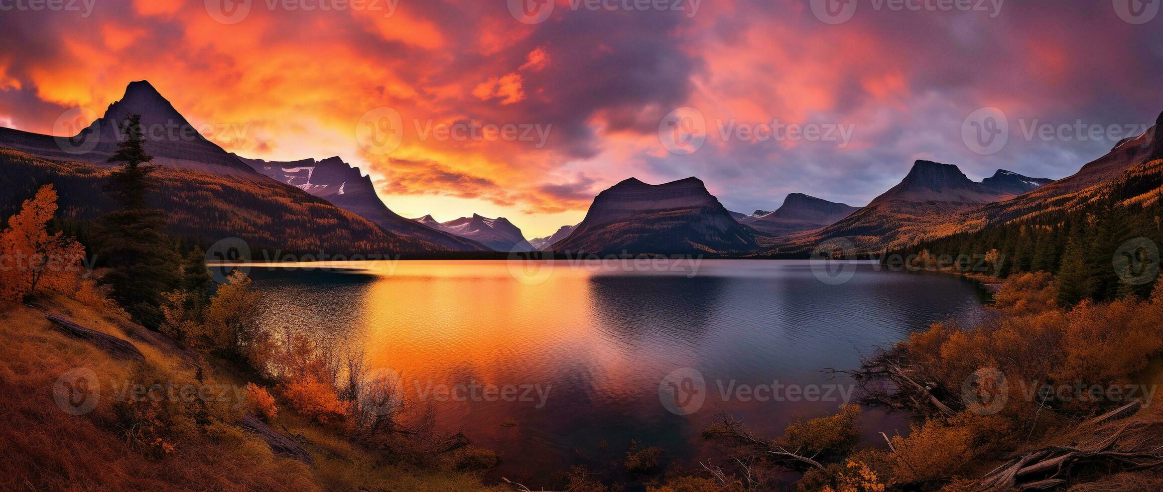 maestoso tramonto nel ghiacciaio nazionale parco, Montana, Stati Uniti d'America. ai generato foto