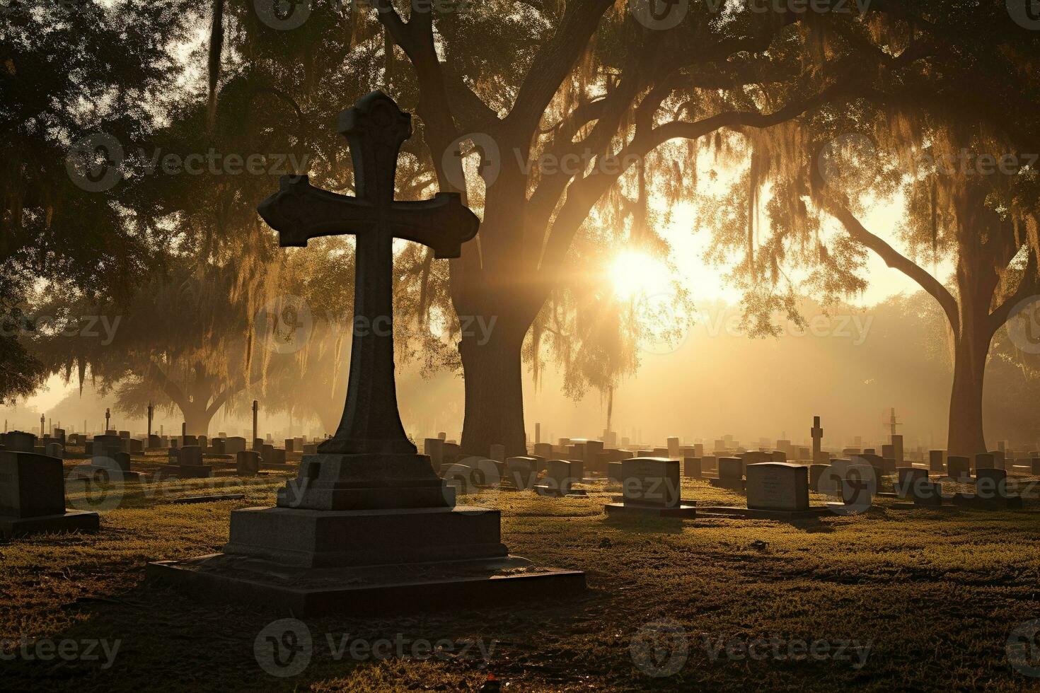 lapidi nel un' cimitero a Alba ai generato foto