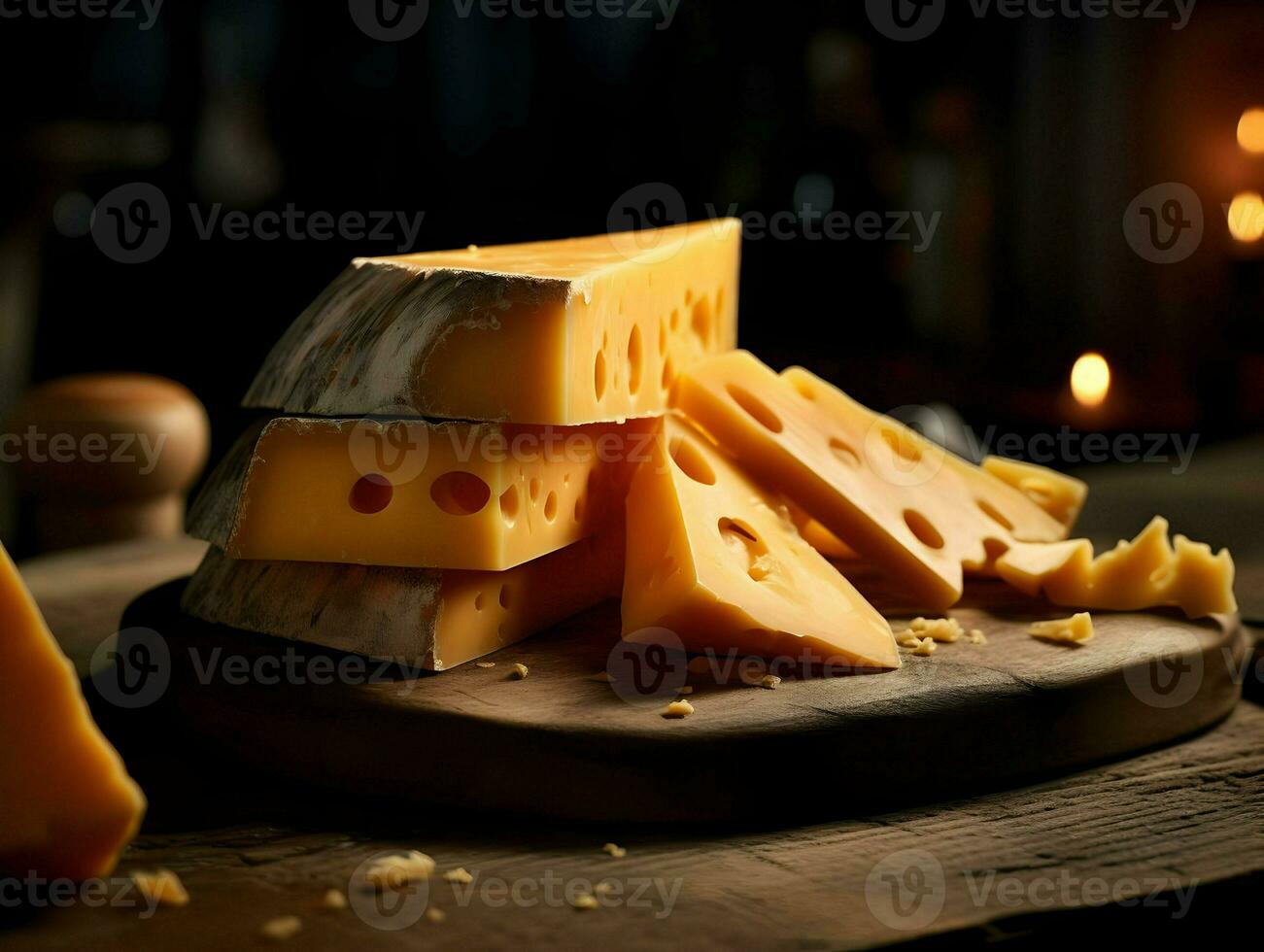 formaggio su Di legno. elegante foto. alto qualità. ai generativo foto