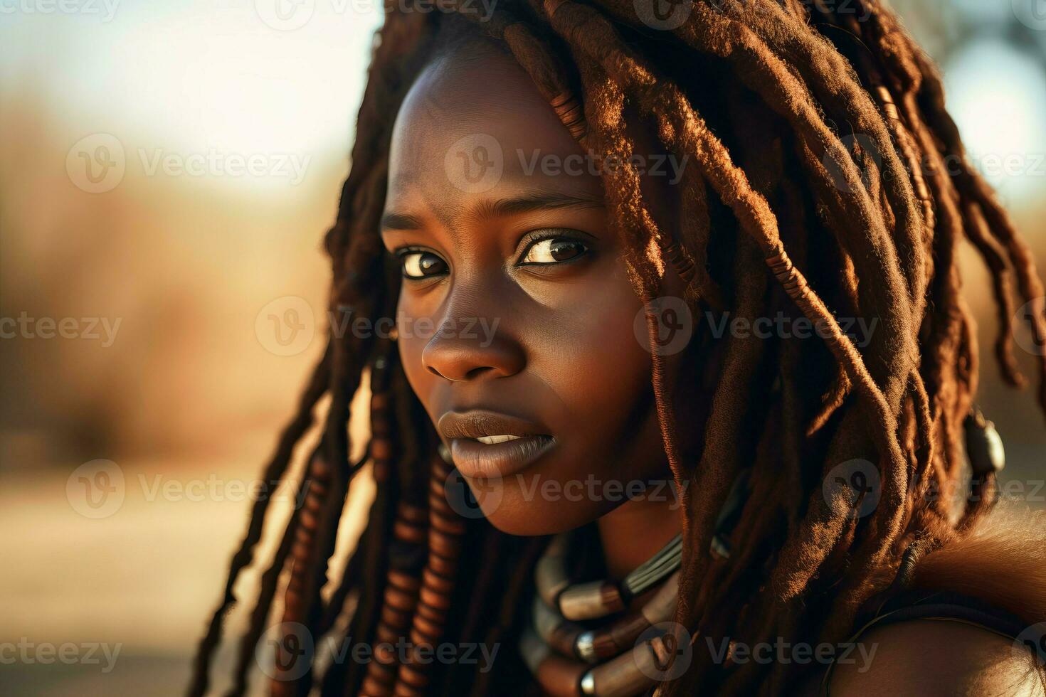 carino africano donna tribù con dreadlocks. creare ai foto