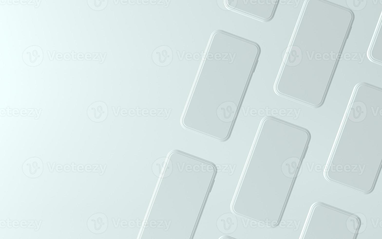 Illustrazione di telefono bianco 3D con schermo vuoto foto