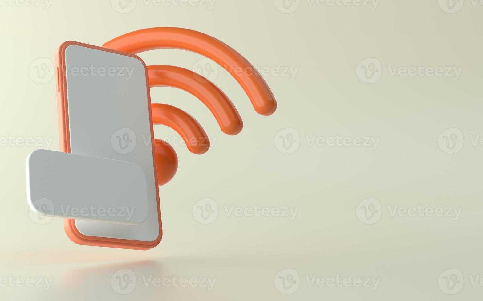 Illustrazione 3D del telefono con l'icona del segnale foto