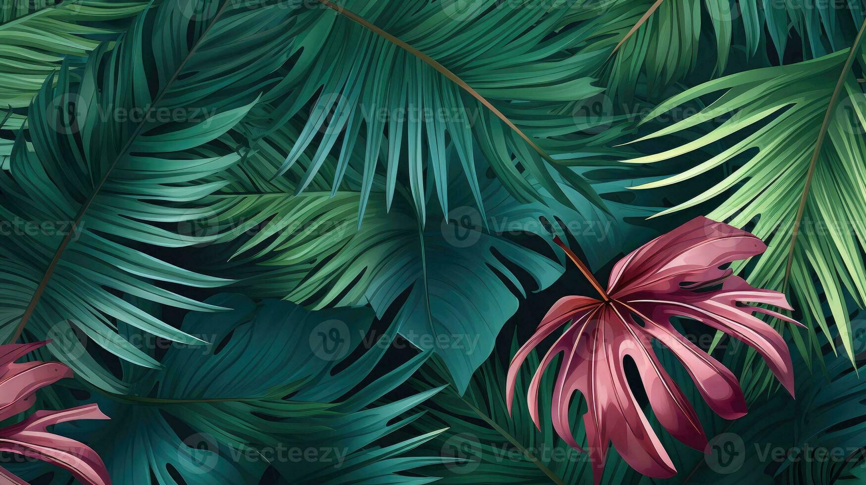 estate tropicale composizione con verde palma le foglie. generativo ai foto