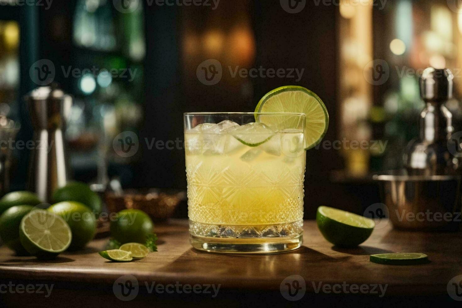 Mojito estate rinfrescante cocktail con ghiaccio e menta, ai generativo foto