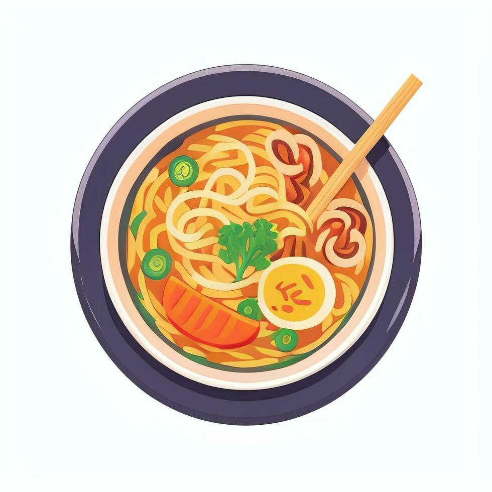 ai generato ramen spaghetto ritratto avatar clip arte gamer icona etichetta decorazione semplice sfondo foto