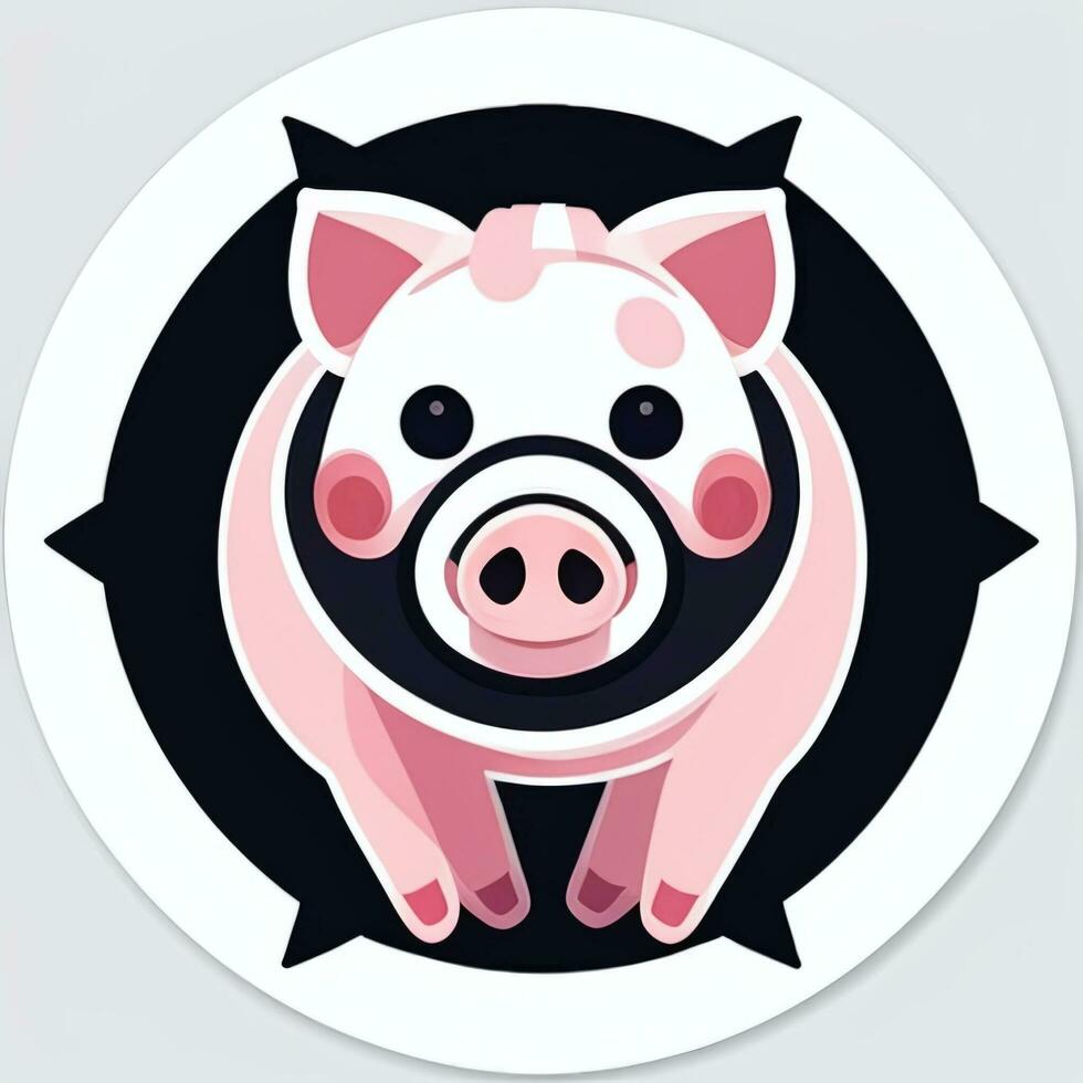 ai generato maiale icona avatar gamer clip arte etichetta decorazione semplice sfondo foto