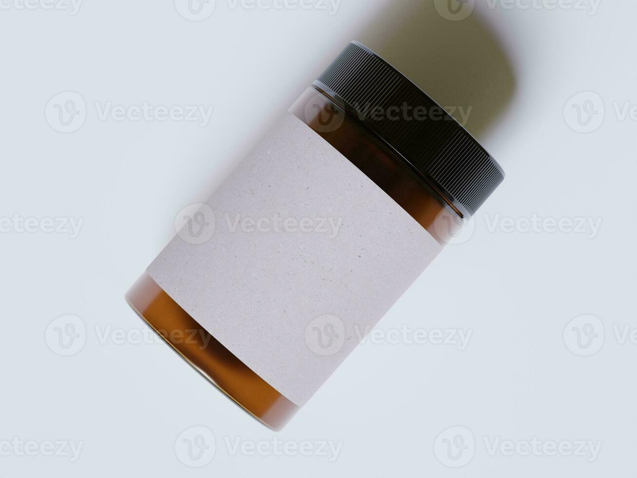 ambra bicchiere cosmetico vaso con un' realistico struttura vuoto etichetta bianca colore interpretazione 3d foto