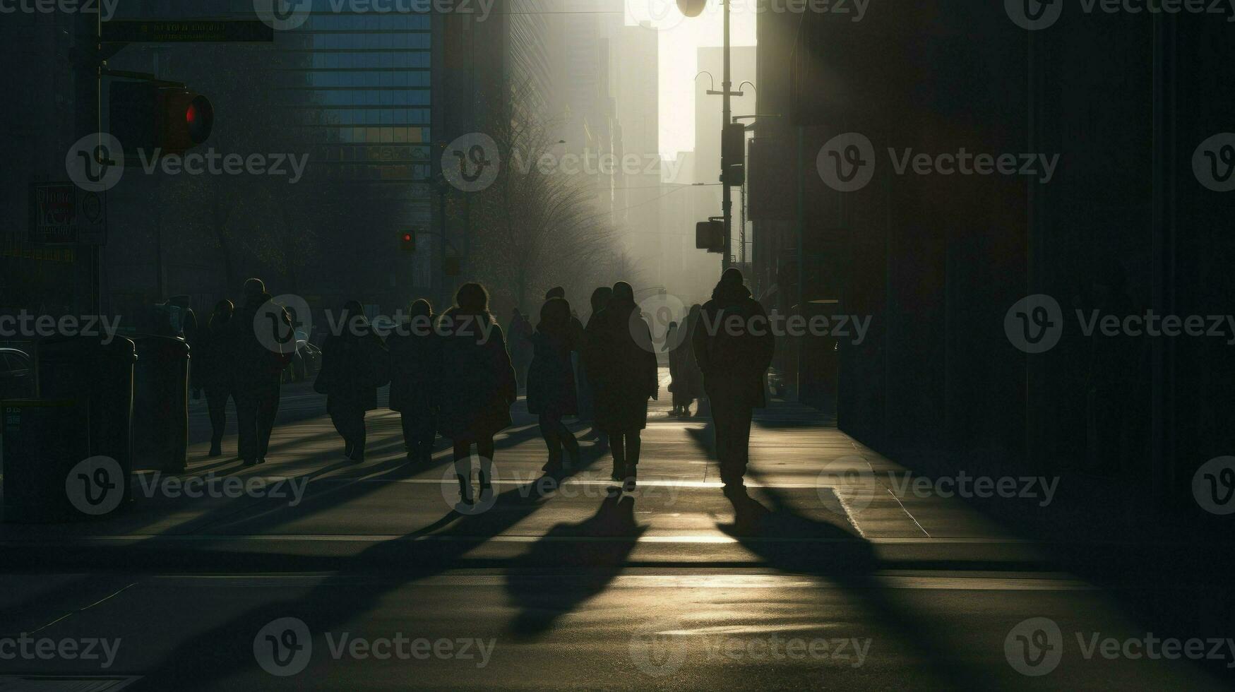 foto raffigurante un' cupo e affollato città. generativo ai