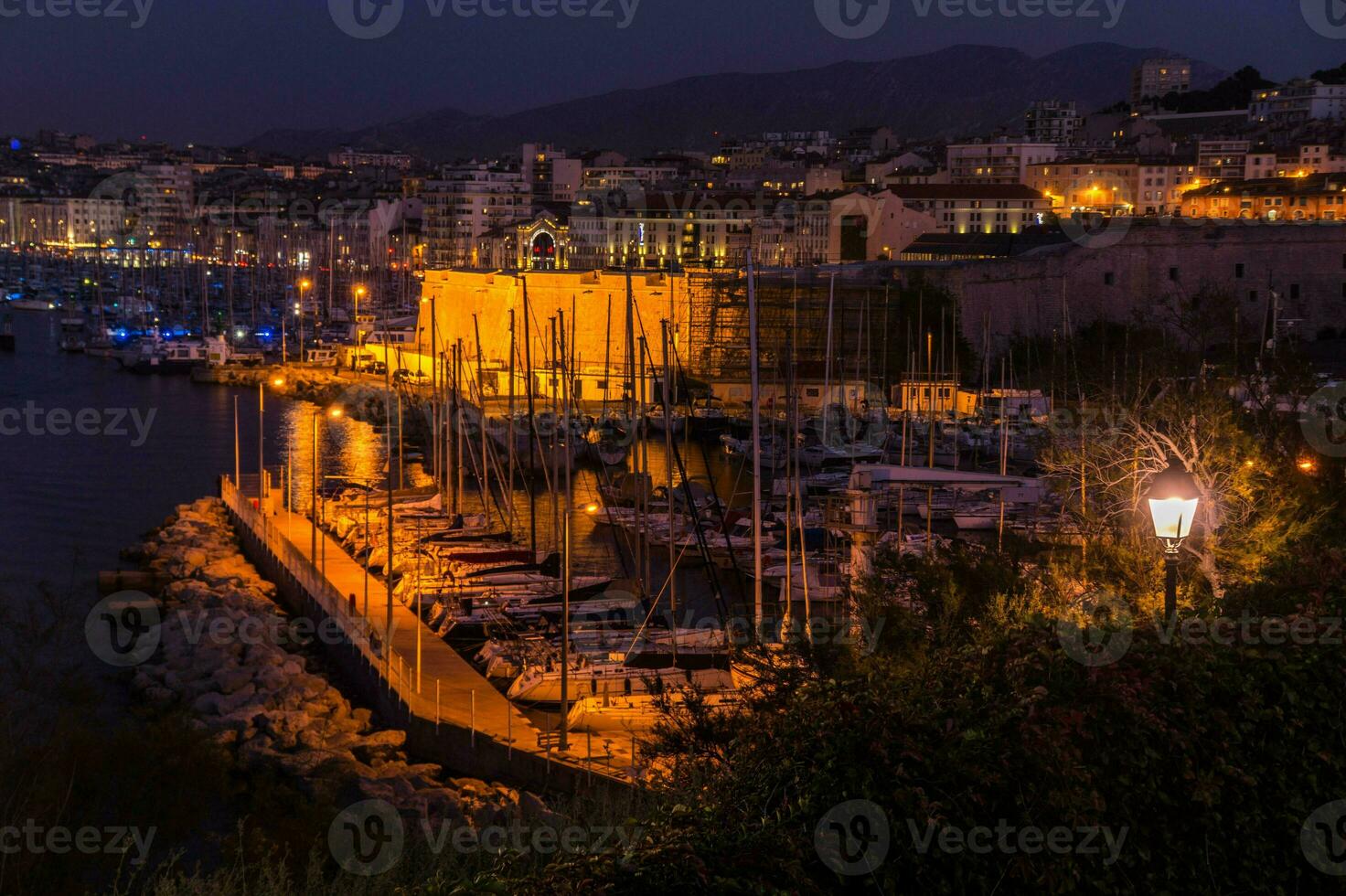 città notte marsiglia nel bouche du Rhone foto