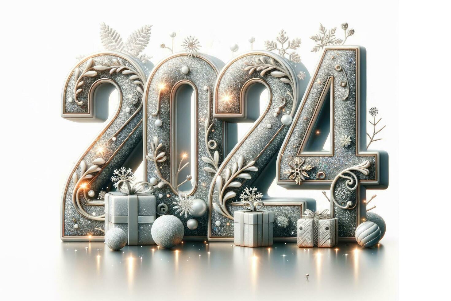 festivo e scintillante 2024 nuovo anno decorazione. generativo ai foto