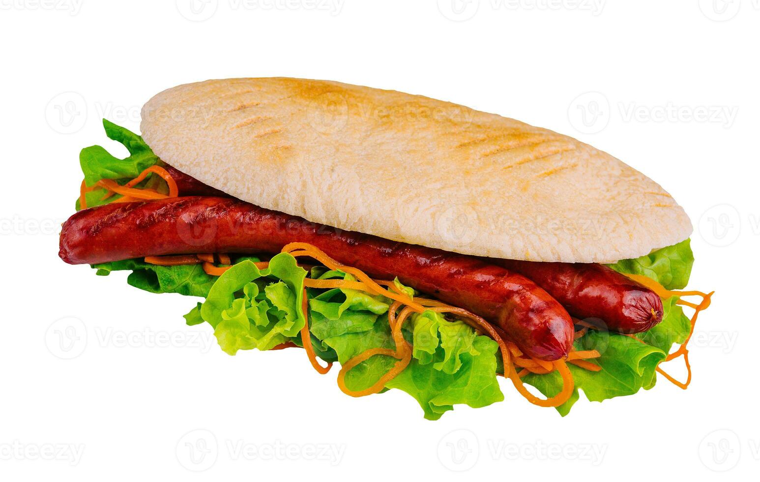 caldo cane - Sandwich con salsiccia nel Pita foto