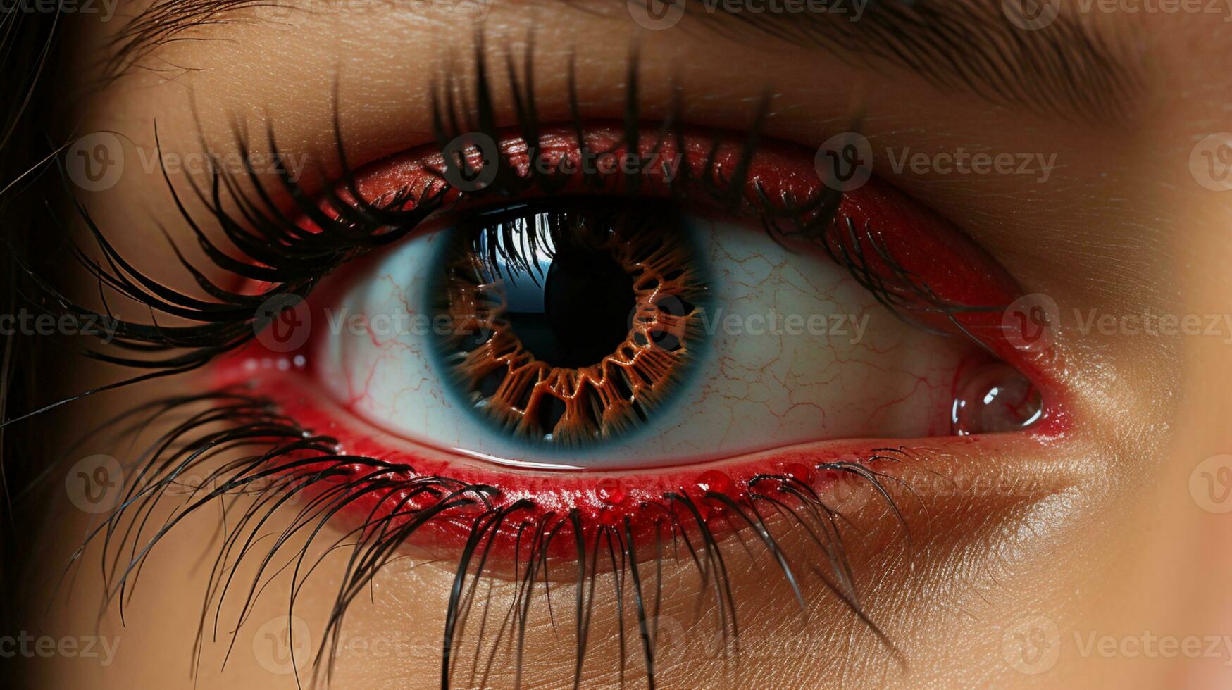 rosso occhio umano macro foto realistico ai generato