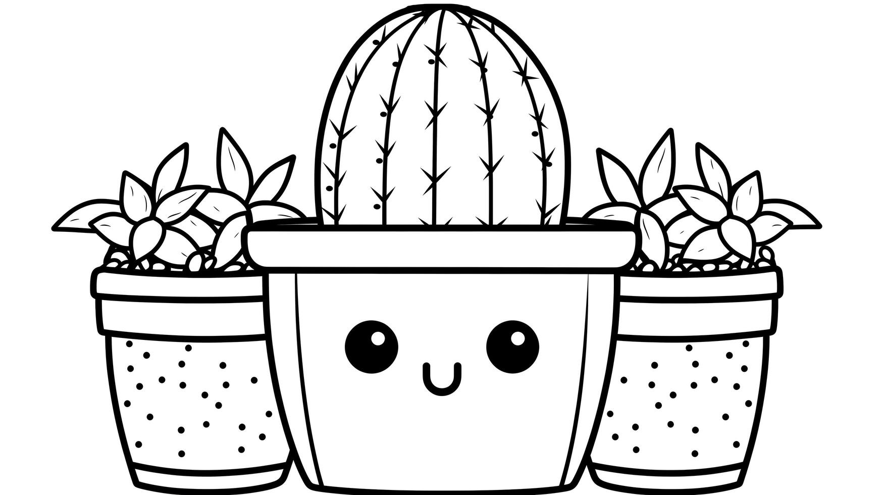 ai generato carino cactus colorazione pagina disegno illustrazione. colorazione attività per bambini. semplice carino ragazzo disegno. foto