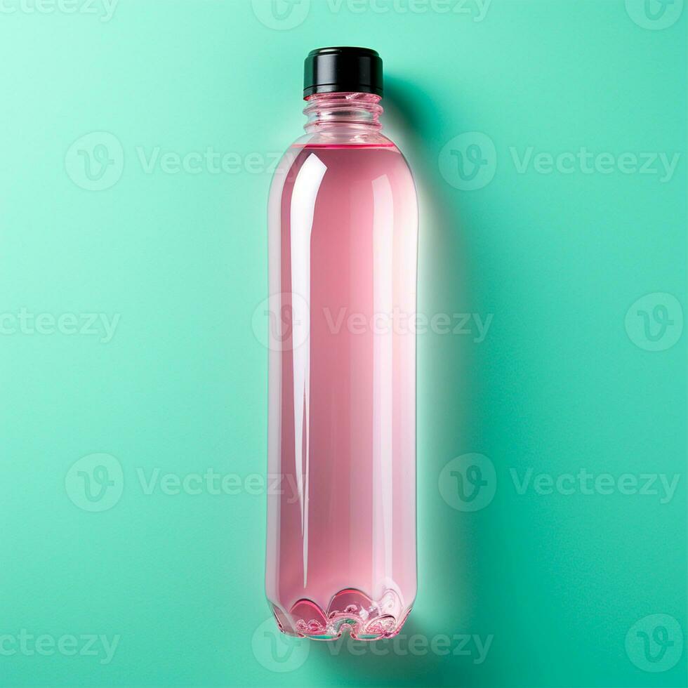 ai generato bicchiere bottiglia di acqua su il tavolo, pastello isolato sfondo - ai generato Immagine foto