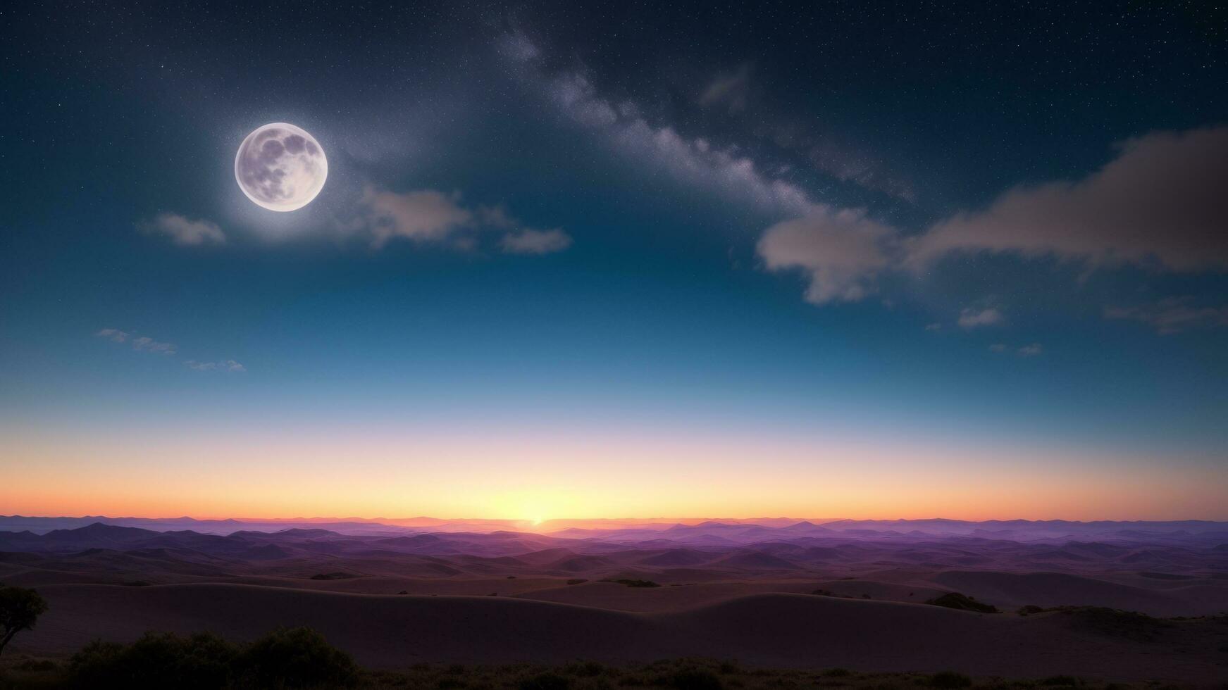 viola pendenza mistico chiaro di luna cielo con nuvole e stelle Telefono sfondo sfondo. ai generato foto