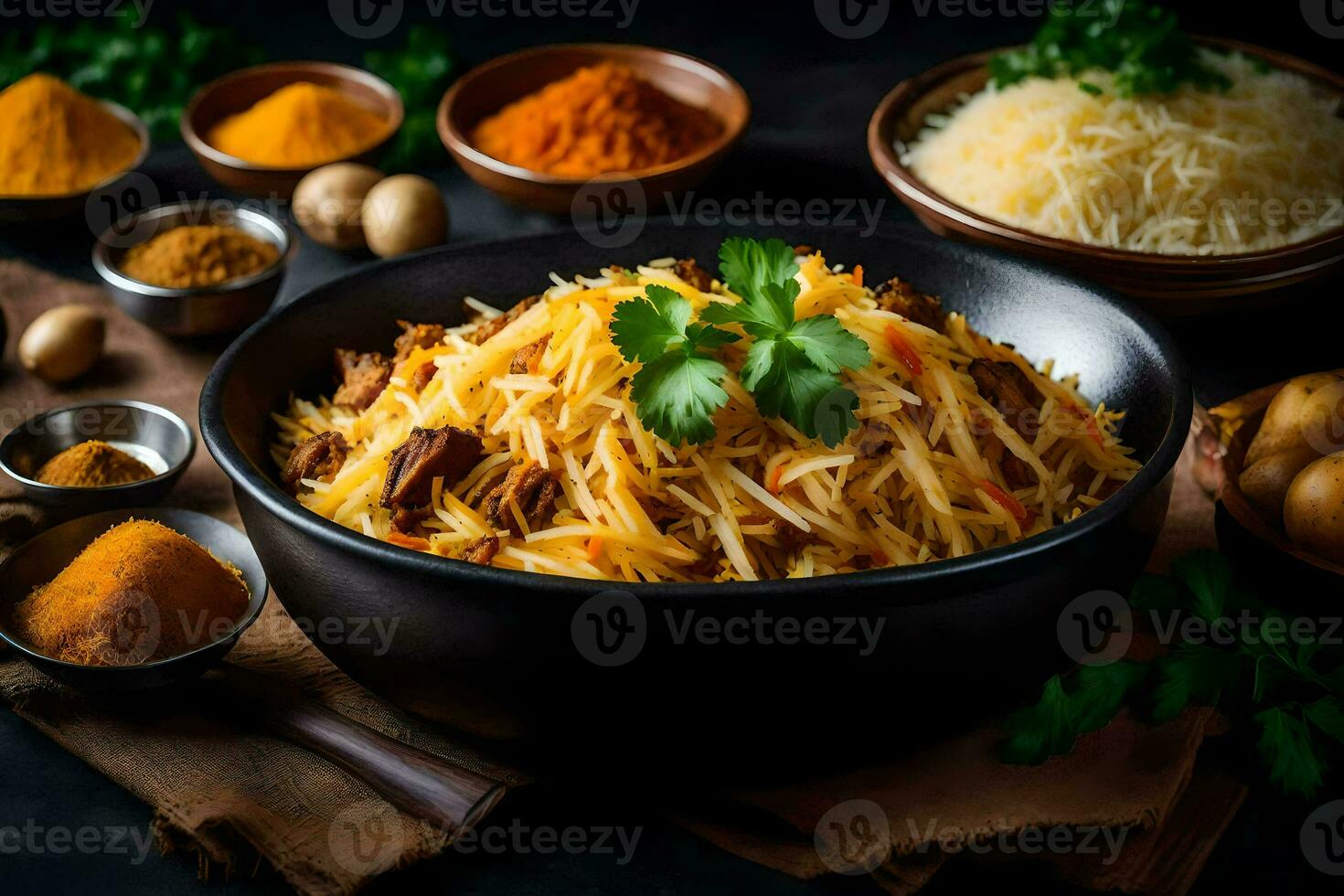 indiano cibo nel un' ciotola. ai-generato foto