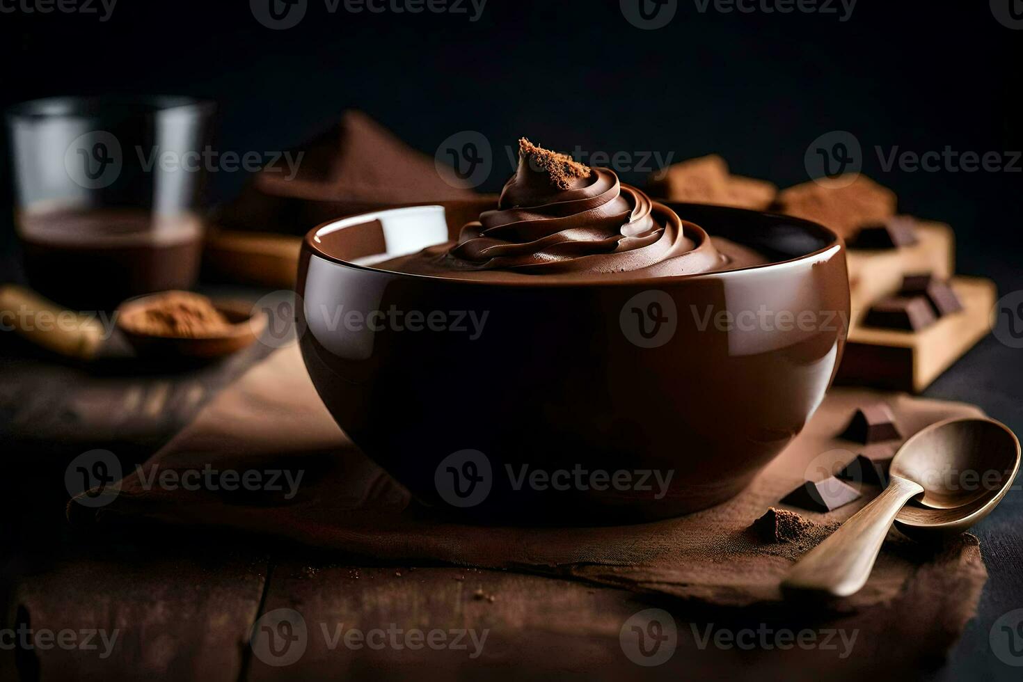 cioccolato budino nel un' ciotola. ai-generato foto