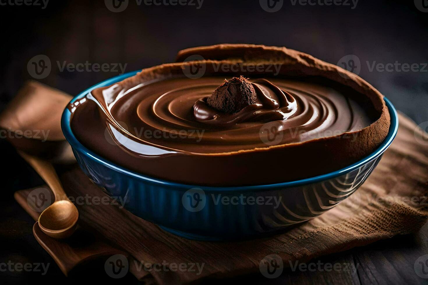 cioccolato budino nel un' ciotola. ai-generato foto