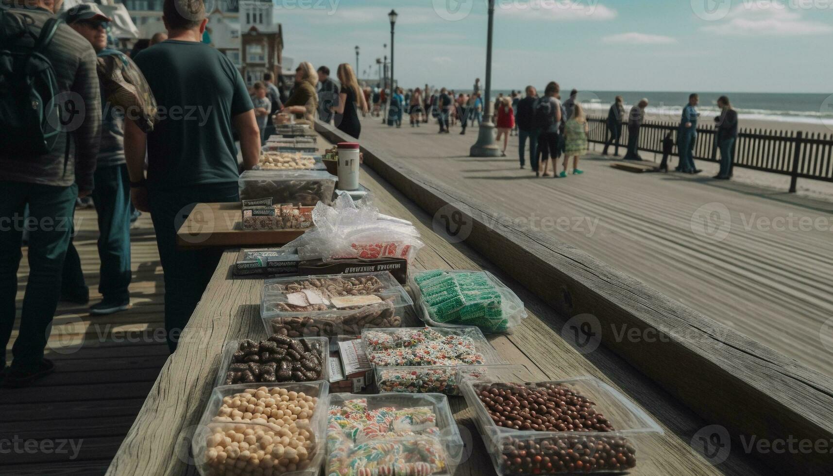 ai generato all'aperto mercato venditore vendita fresco Multi colorato frutta generato di ai foto