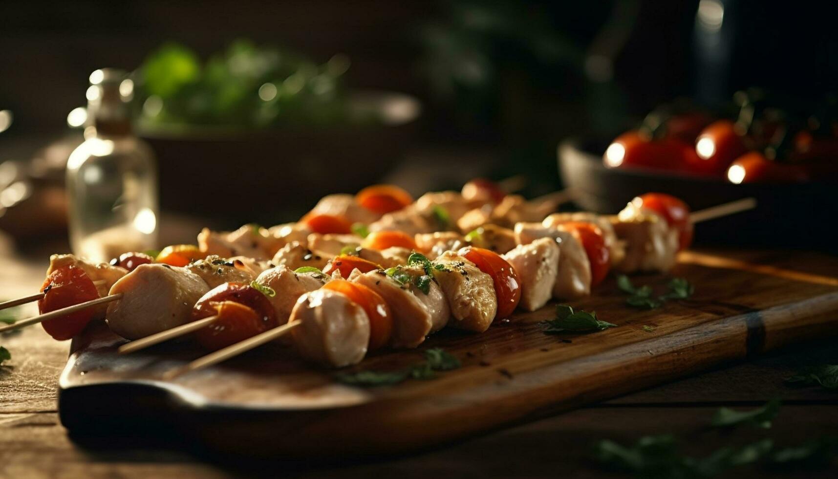 ai generato un' buongustaio messicano pasto con grigliato carne, fresco la verdura, e salsa generato di ai foto