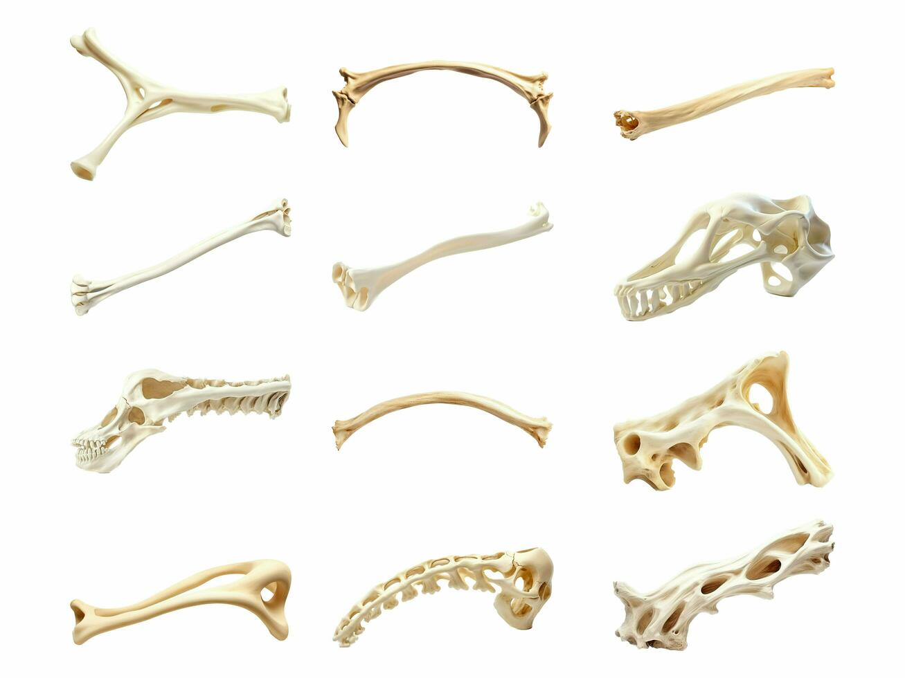 osso collezione isolato su bianca sfondo con ai generato. foto