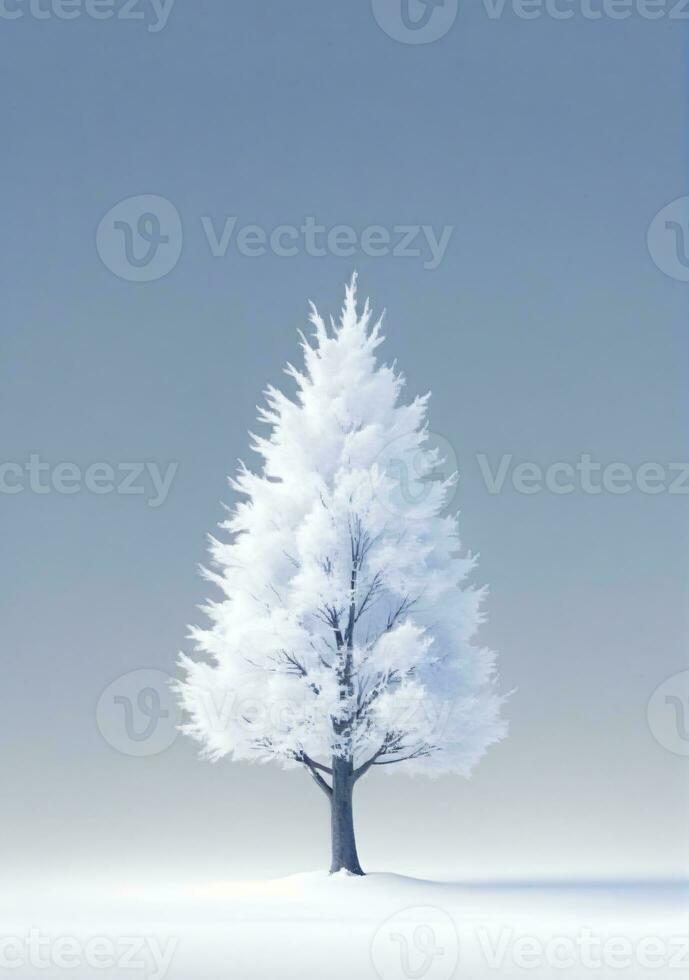 inverno albero isolato su un' bianca sfondo. ai generato foto