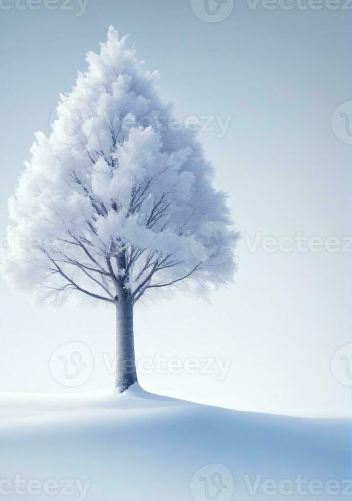 inverno albero isolato su un' bianca sfondo. ai generato foto