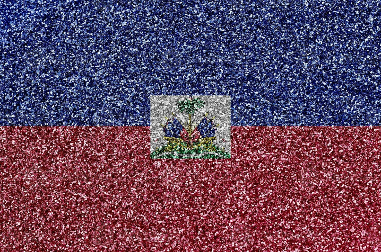Haiti bandiera raffigurato su molti piccolo brillante paillettes. colorato Festival sfondo per festa foto