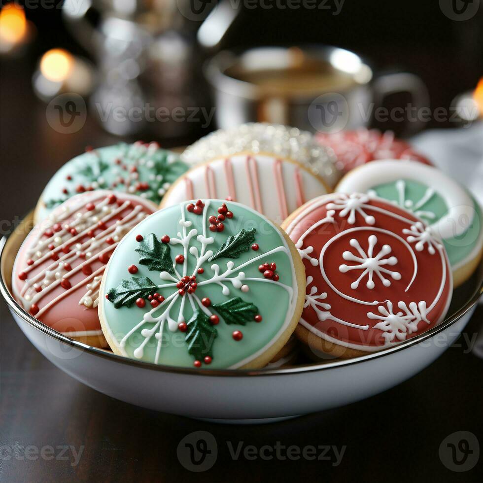 acquolina in bocca assortimento di deliziosamente decorato Natale Pan di zenzero Zenzero biscotti. diverso colori. natale regali pubblicità. foto