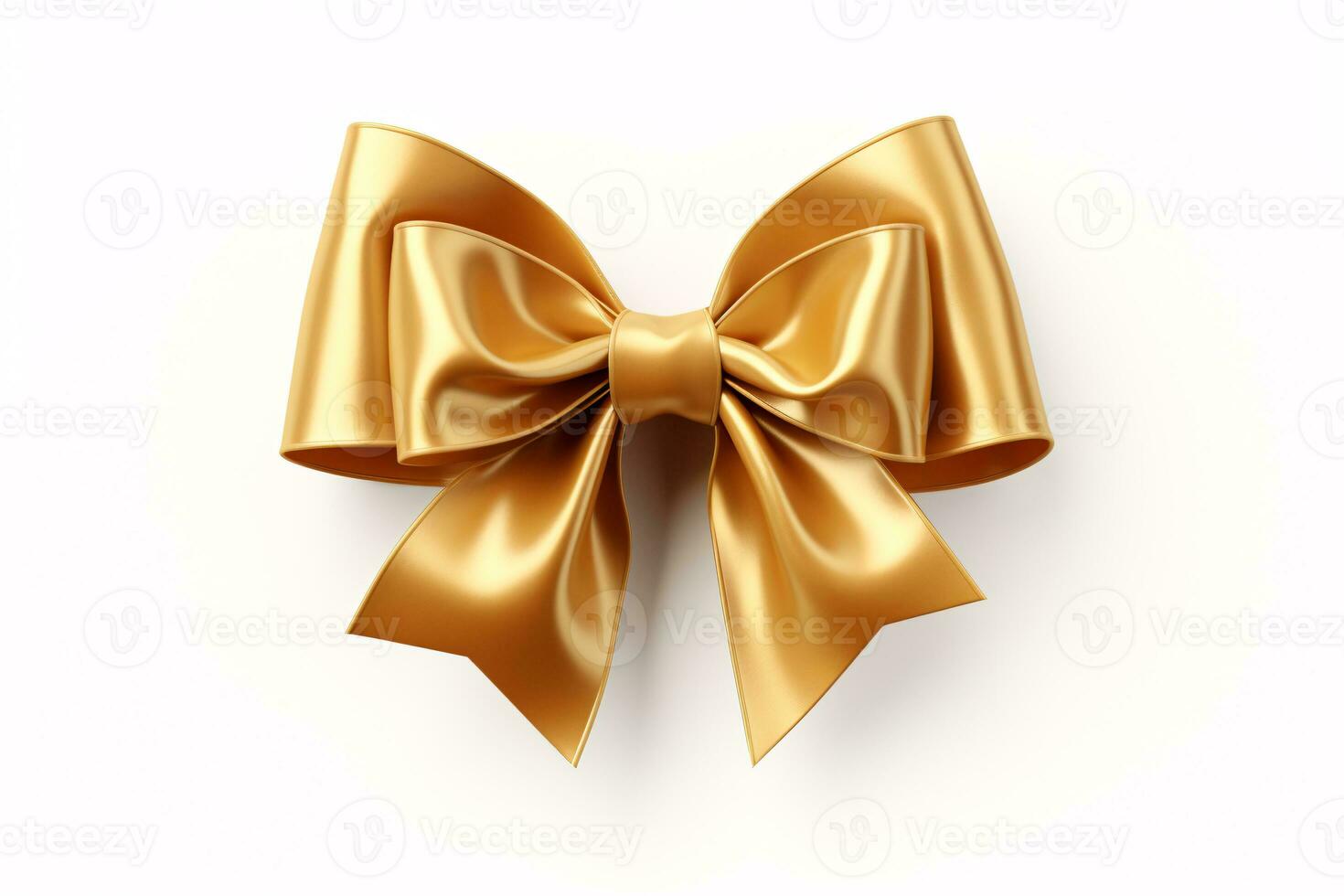 un' decorativo d'oro arco con nastro adornare un' bianca sfondo, ideale per un' festivo Natale, San Valentino, o compleanno regalo. foto