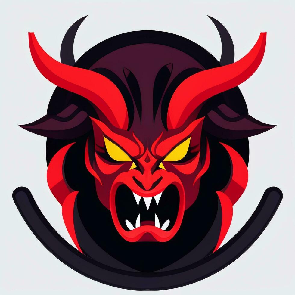 ai generato demone icona avatar gamer clip arte etichetta decorazione semplice sfondo foto
