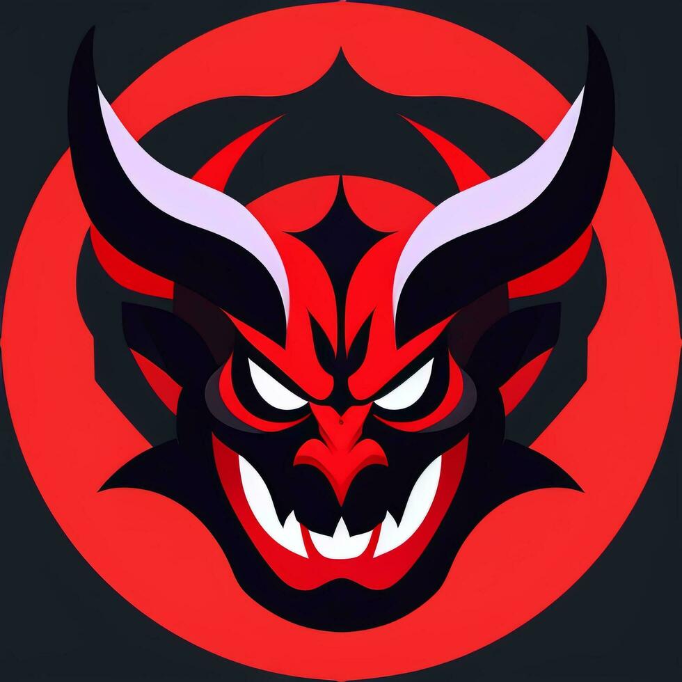 ai generato demone icona avatar gamer clip arte etichetta decorazione semplice sfondo foto