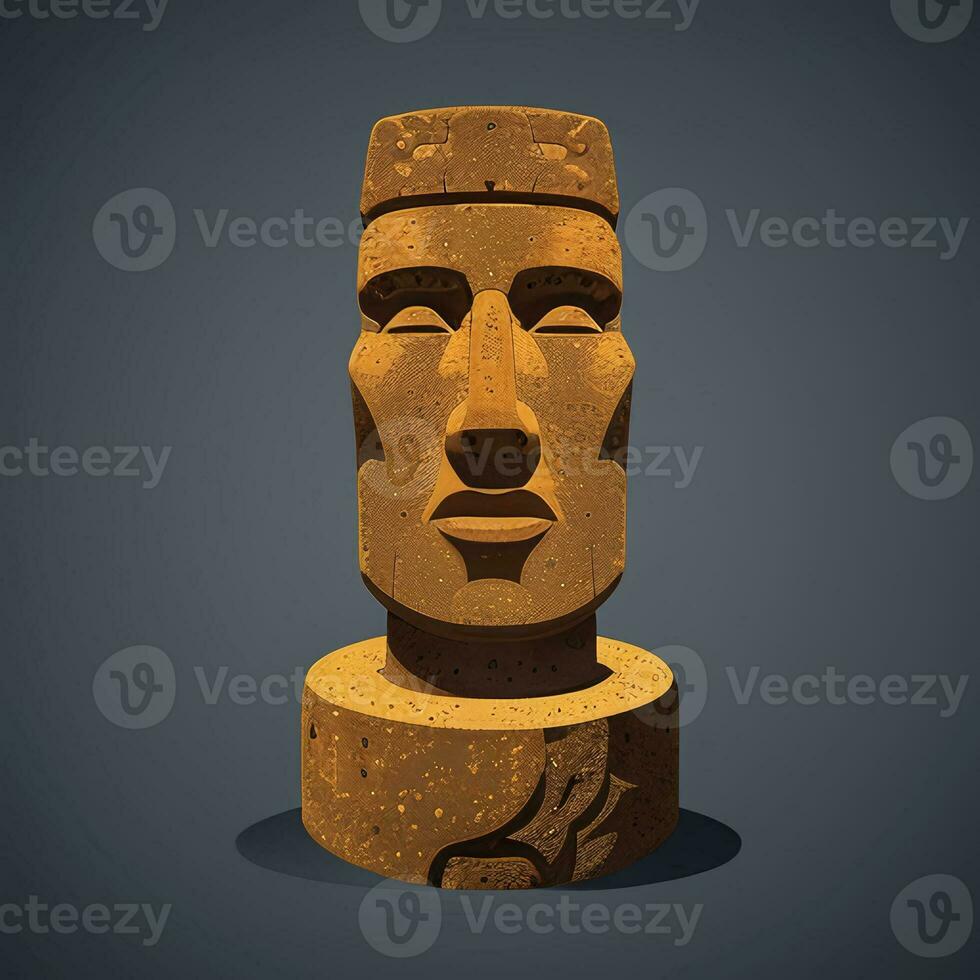 ai generato moai statua pietra testa avatar gamer clip arte etichetta decorazione semplice sfondo culturale foto