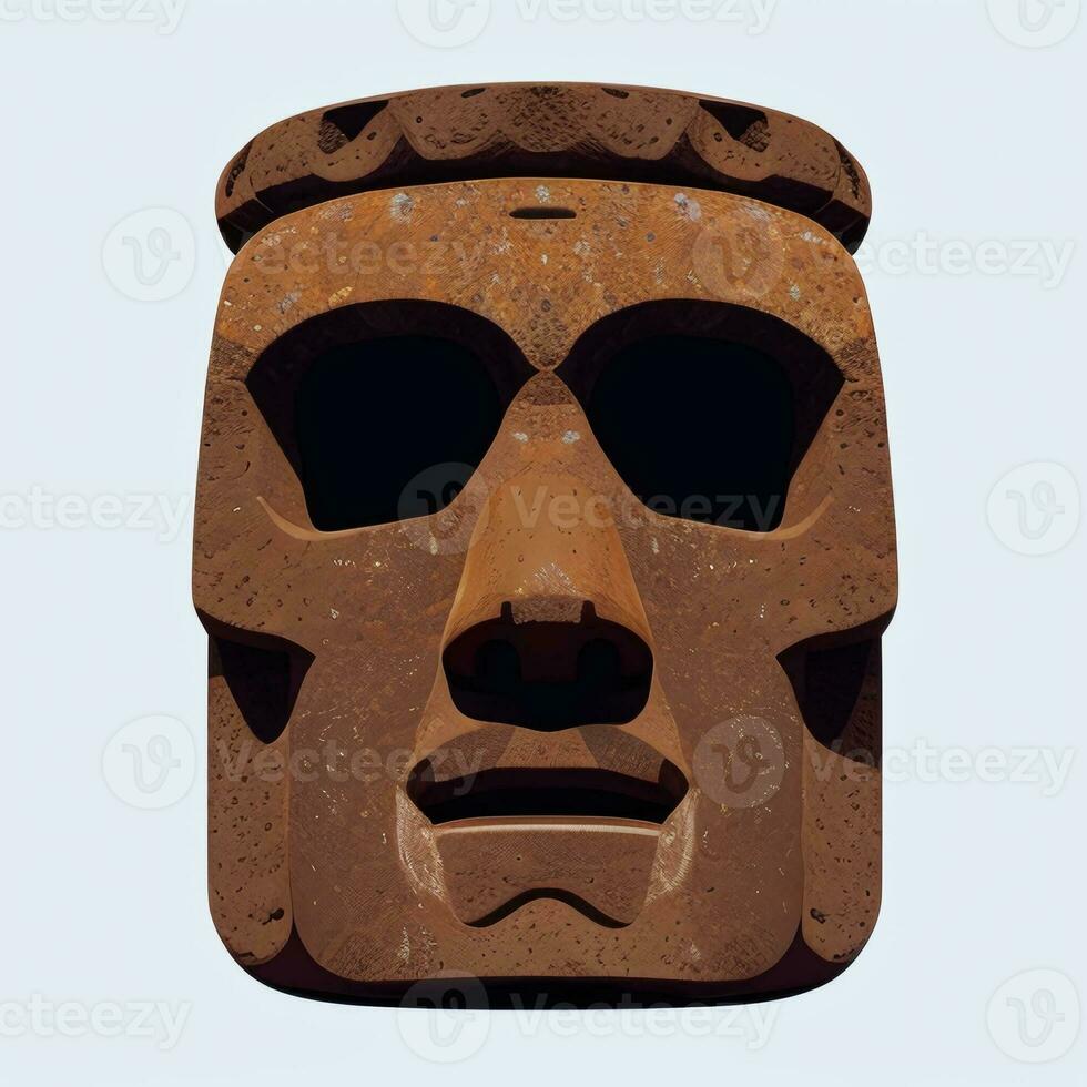 ai generato moai statua pietra testa avatar gamer clip arte etichetta decorazione semplice sfondo culturale foto