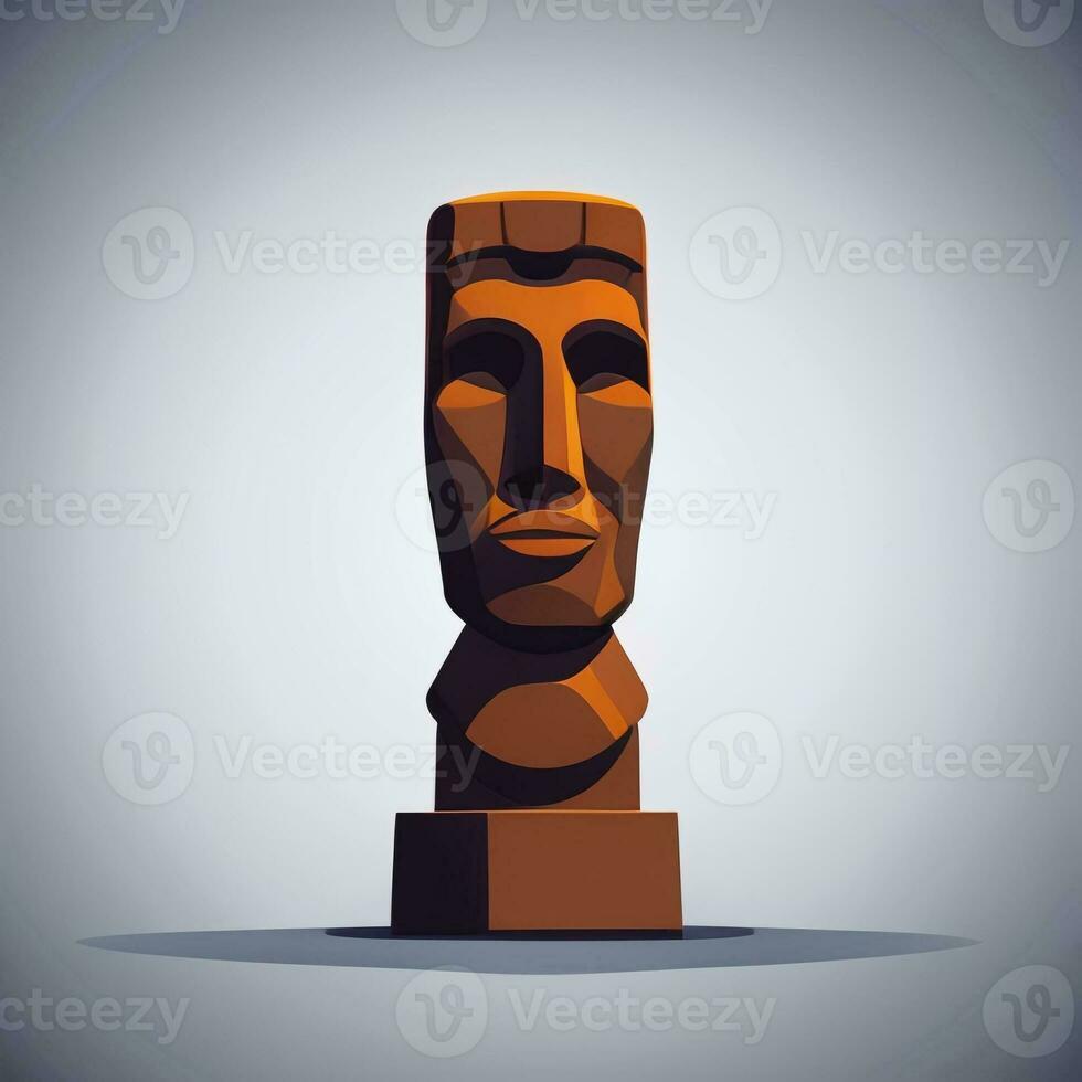 ai generato moai statua pietra testa avatar gamer clip arte etichetta decorazione semplice sfondo culturale foto