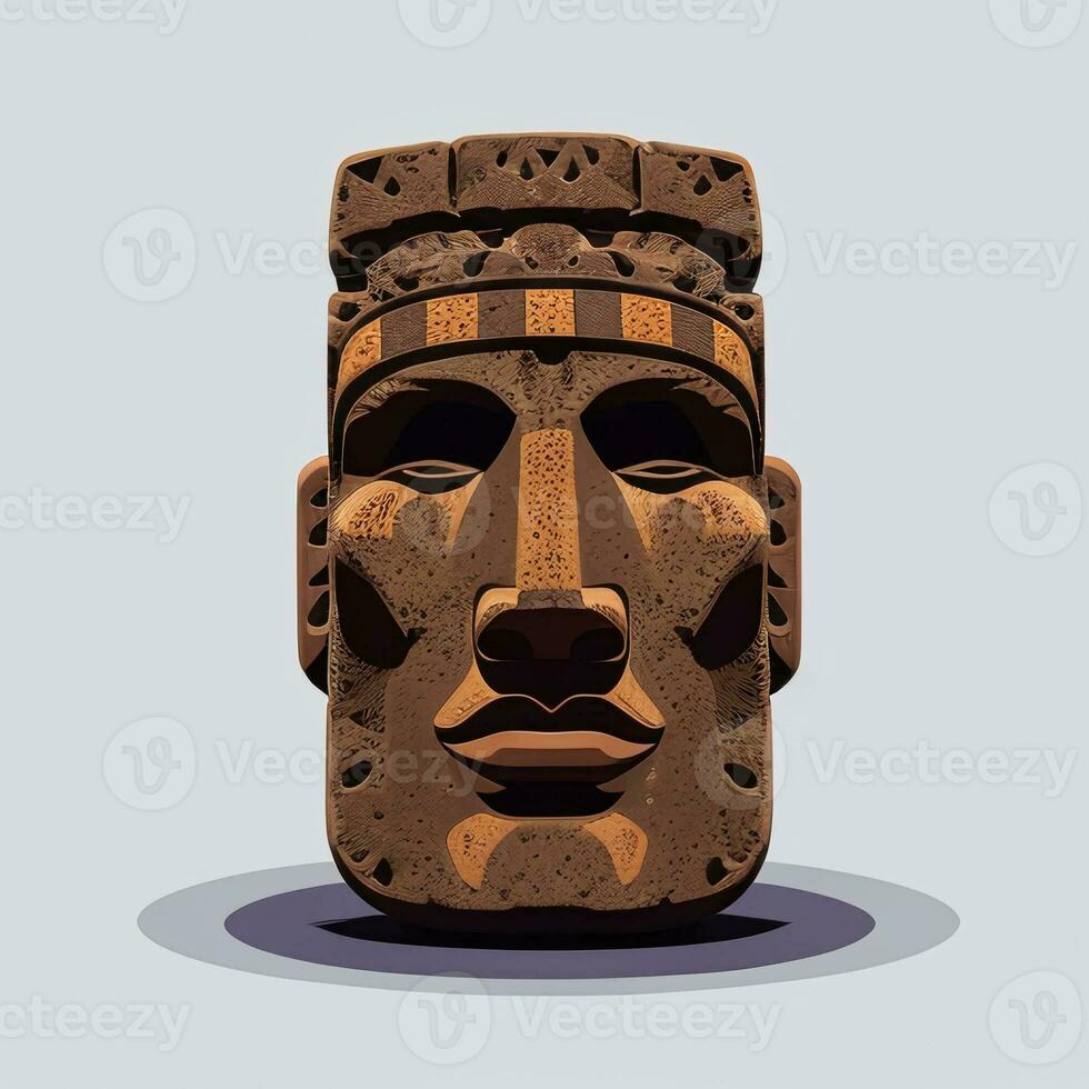 ai generato moai statua pietra testa avatar gamer clip arte etichetta decorazione semplice sfondo culturale foto