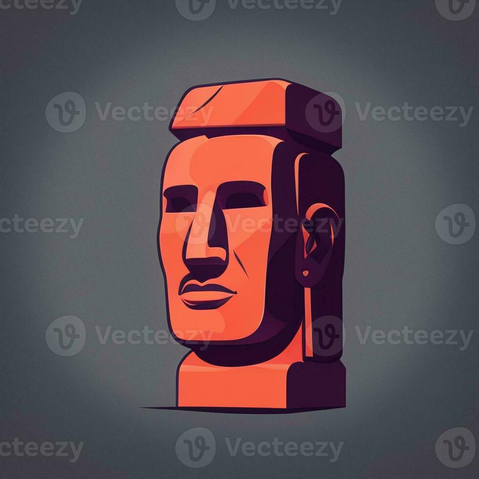 ai generato moai statua pietra testa avatar gamer clip arte etichetta decorazione semplice sfondo culturale foto