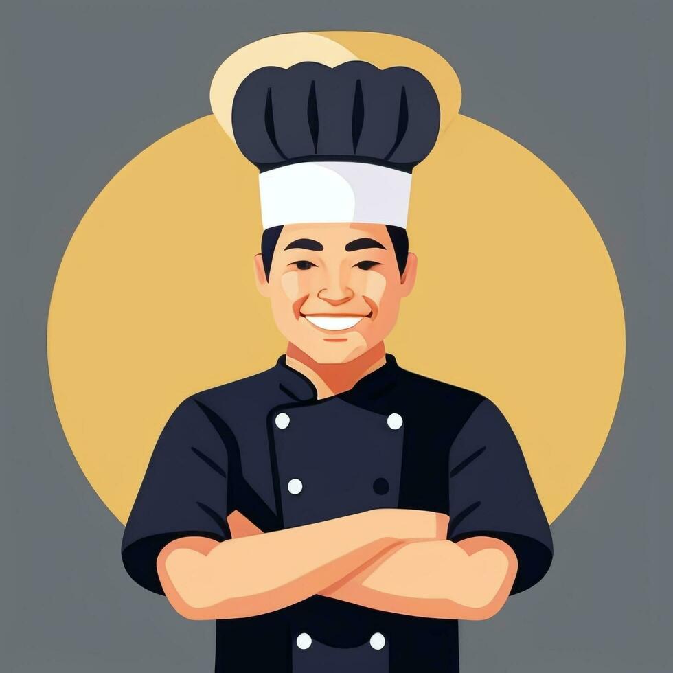 ai generato capocuoco cucinare avatar icona clip arte etichetta decorazione semplice sfondo foto