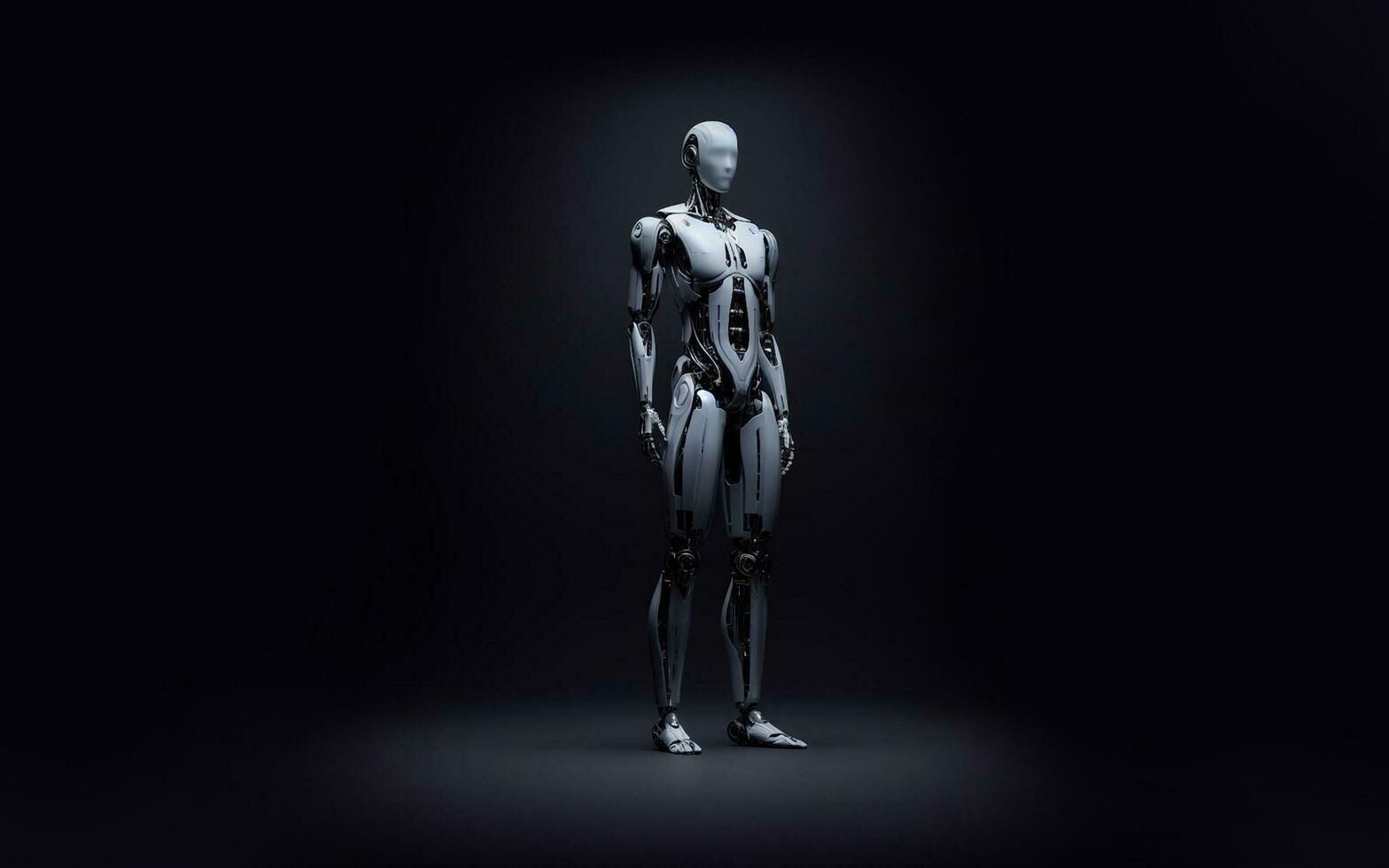 ai generato robot in piedi pieno corpo moderno tecnologia di artificiale intelligenza ai robot industria foto
