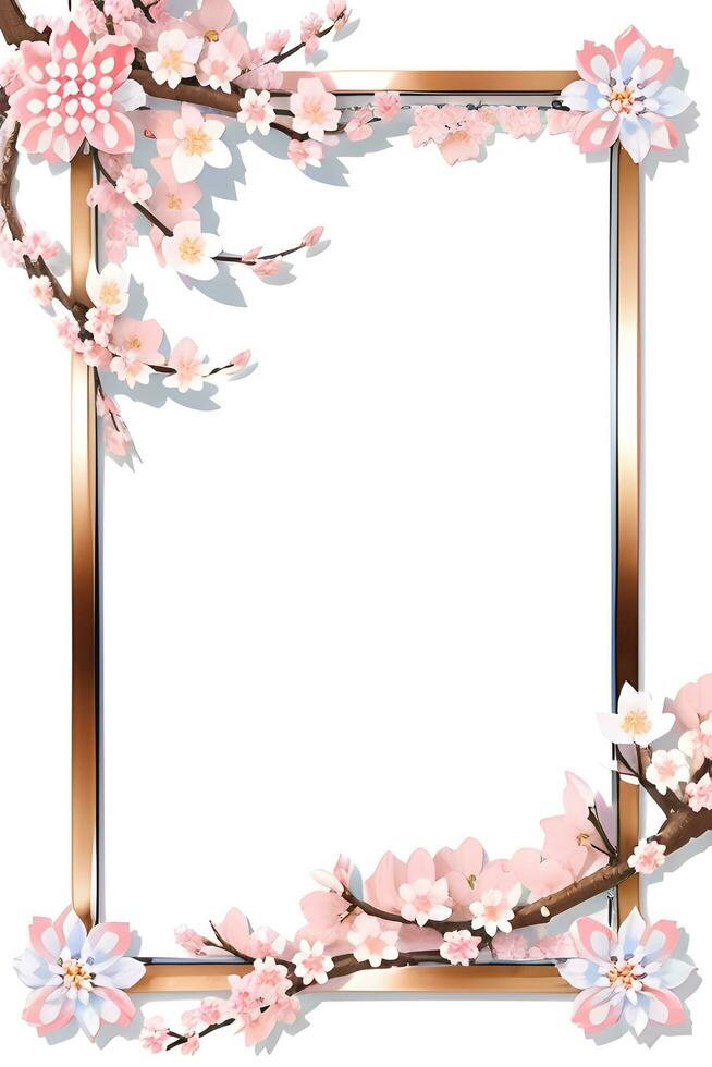 ai generato giapponese confine telaio, sakura confine telaio illustrazione foto