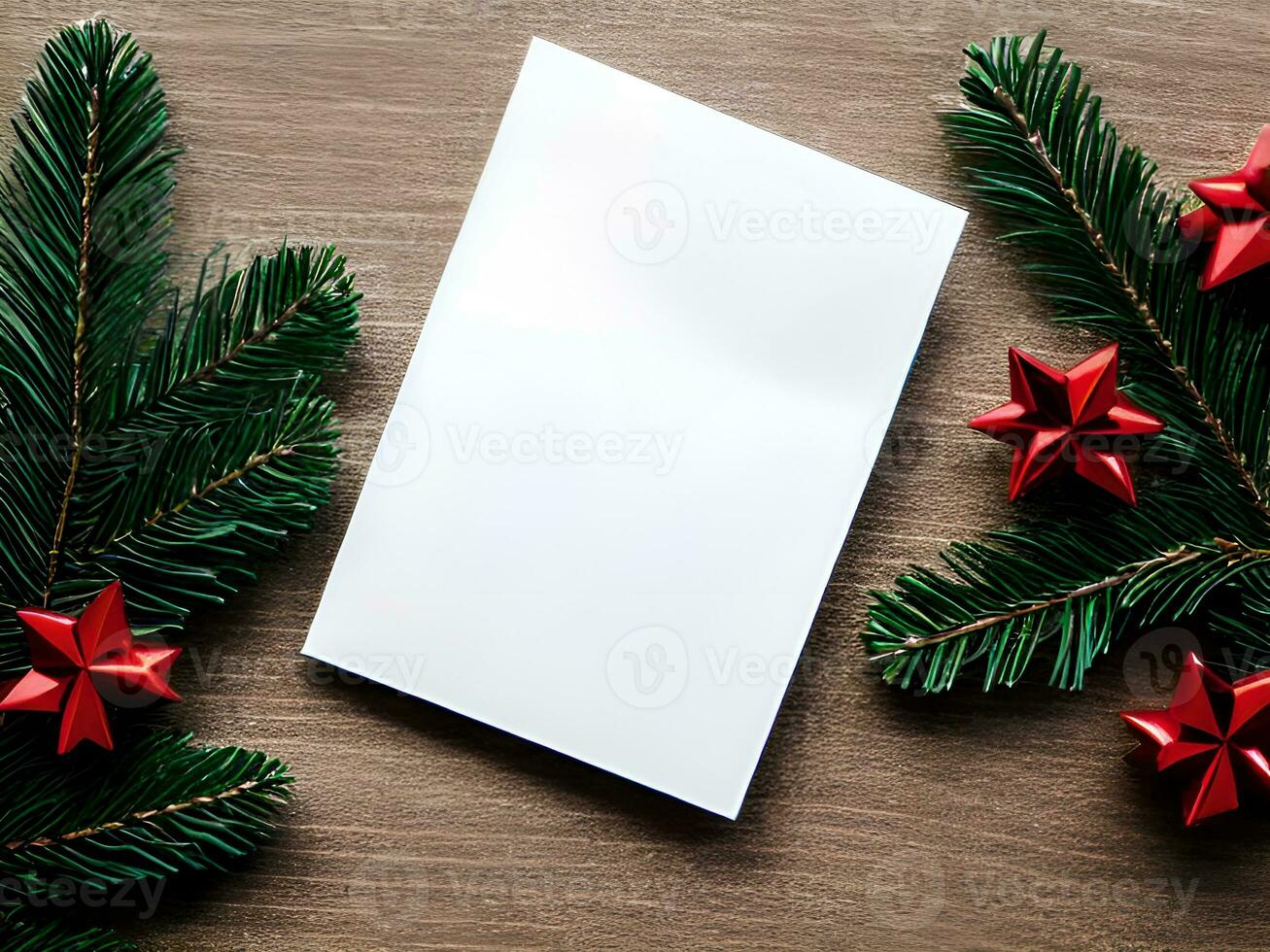 vuoto carta carta con Natale decorazione oggetti in giro - generato Immagine foto