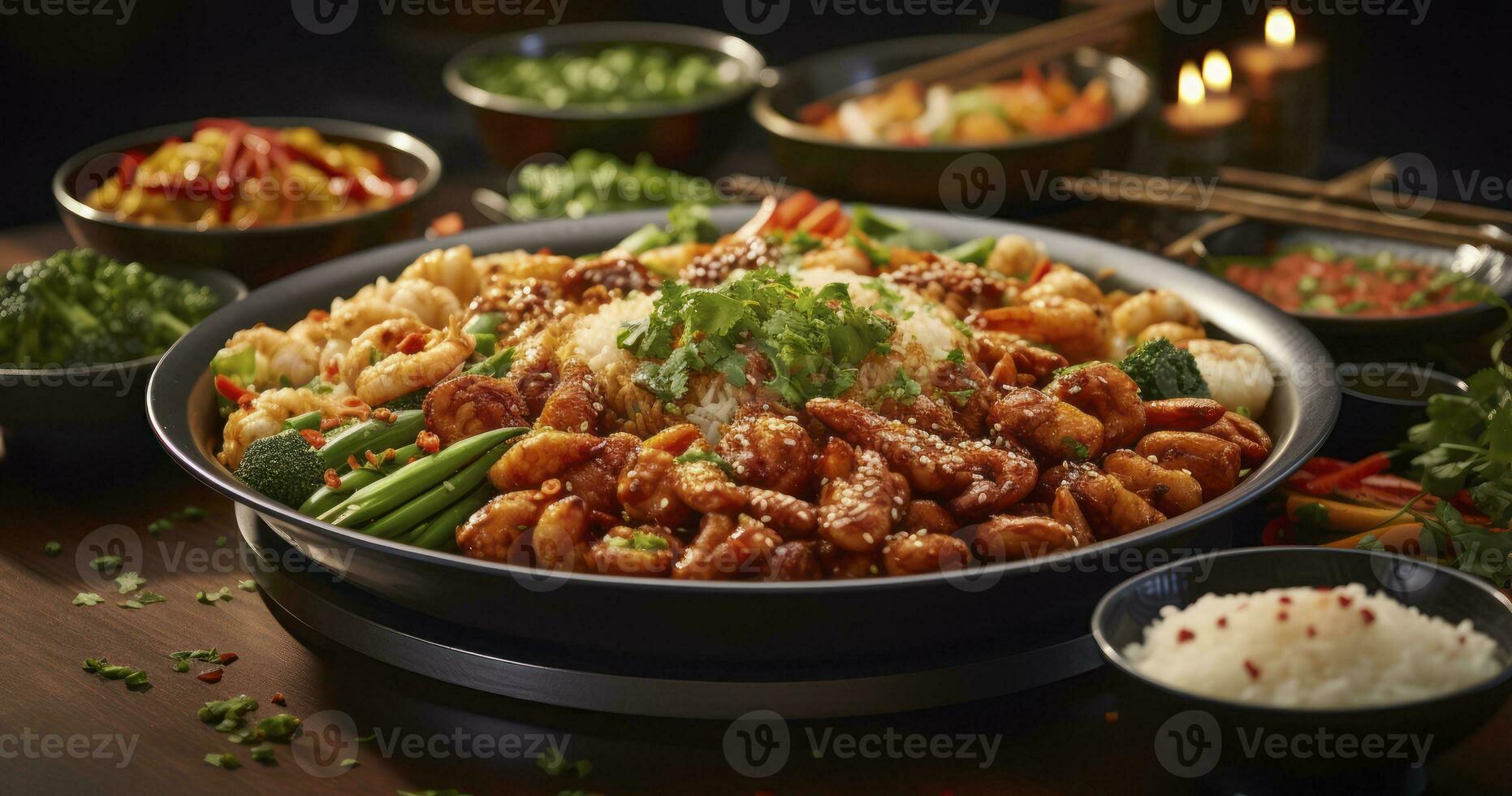 sapori di il orientare. festeggiare il ricchezza di asiatico cucina e prelibatezze. generativo ai foto