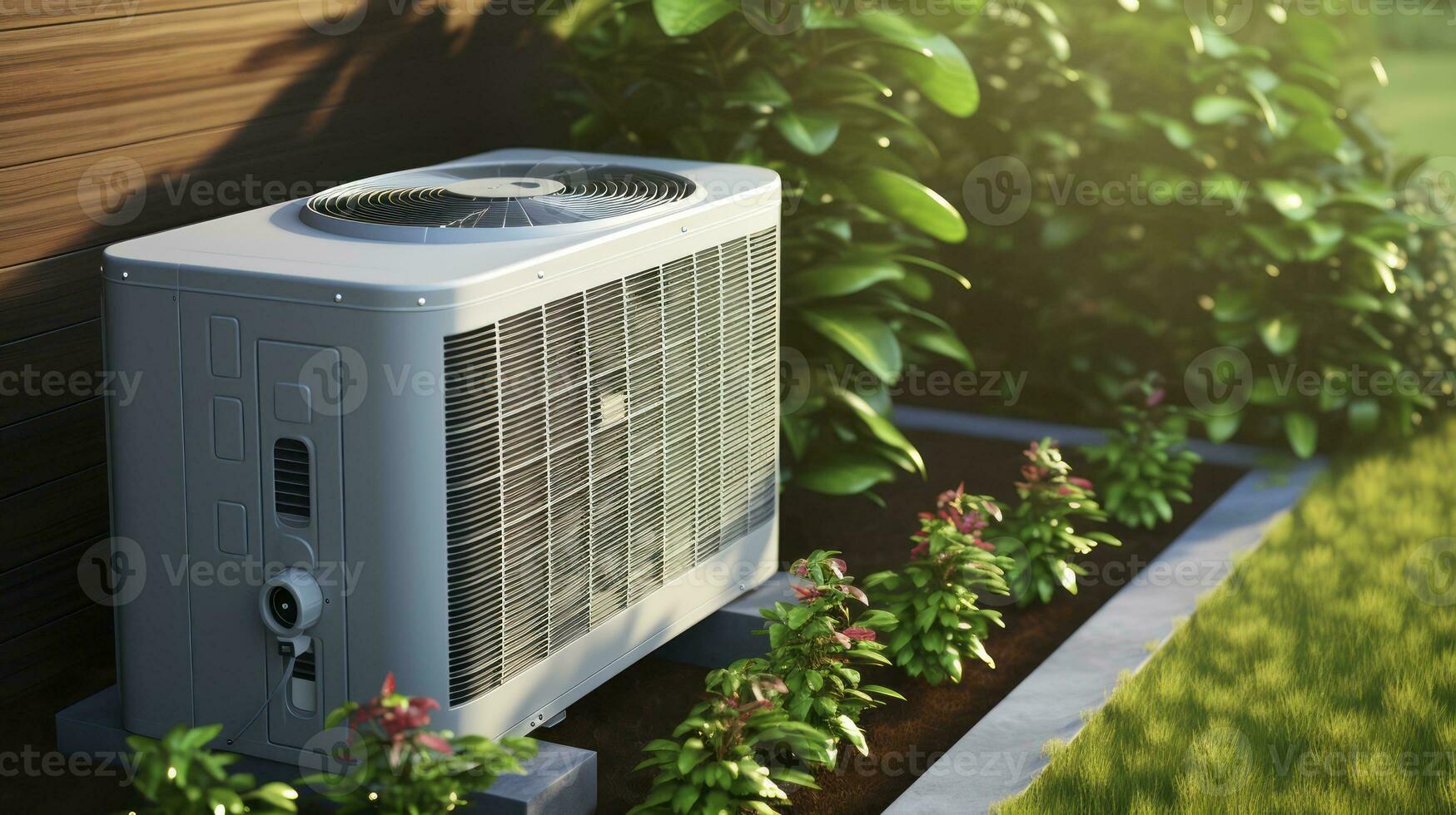 aria condizionata ventilatore unità nel il giardino. generativo ai foto