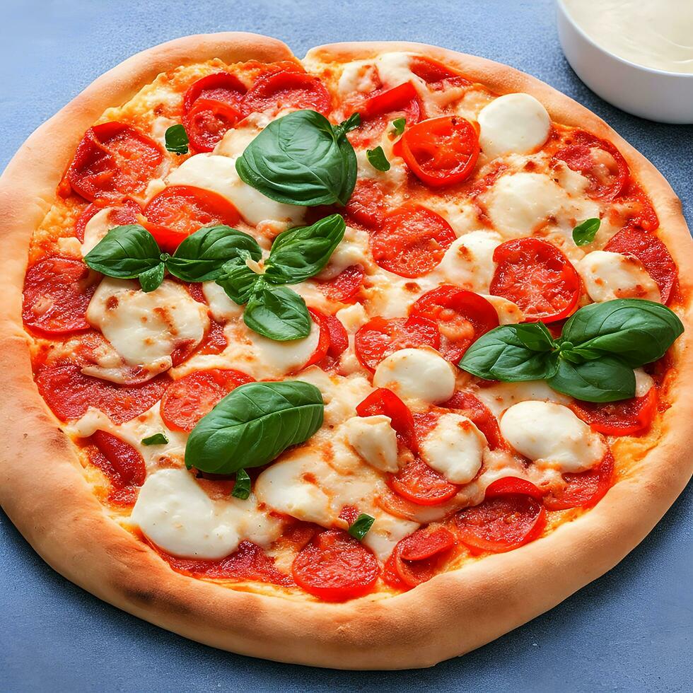 ai generato appena italiano Pizza con Mozzarella formaggio fetta generativo ai foto