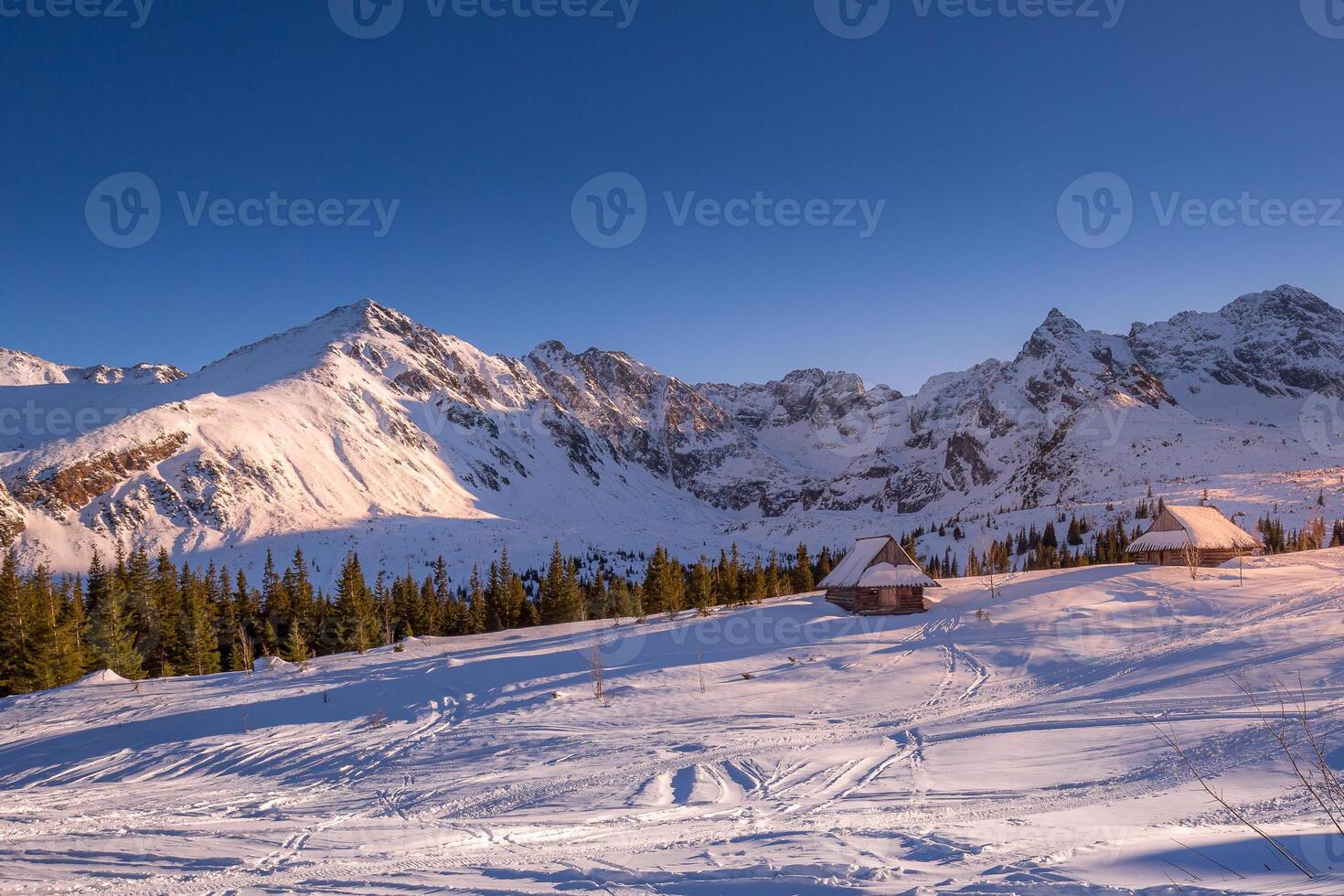 inverno paesaggio di hala gasienicowa vale gasienicowa nel tatra montagne nel Zakopane, Polonia foto