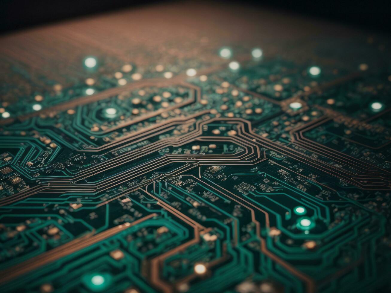 ai generato grande dati tecnologia cyberspazio scheda madre microchip circuito tavola computer processore foto