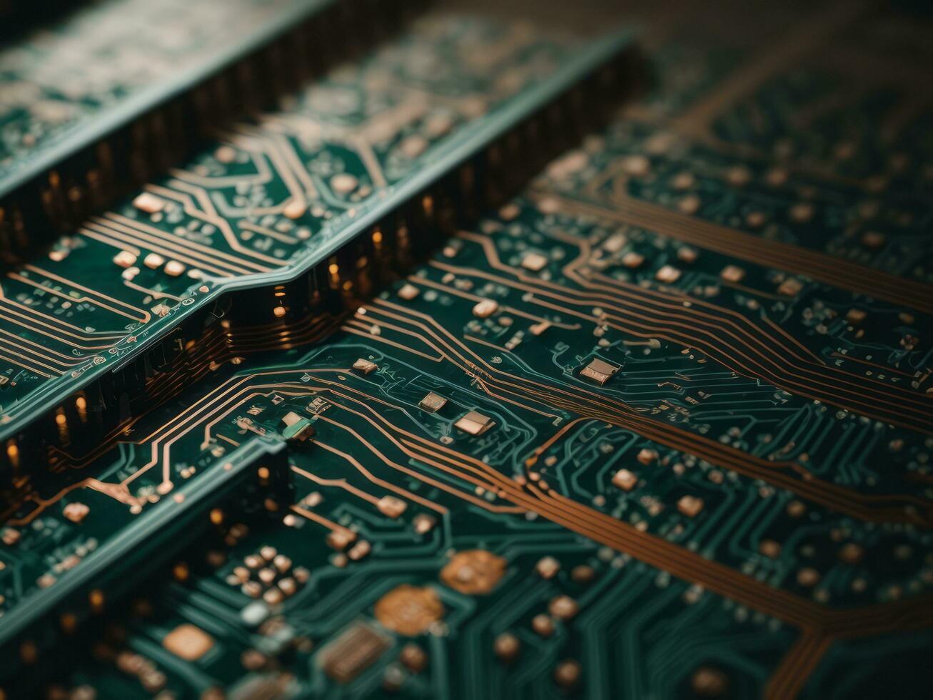 ai generato grande dati tecnologia cyberspazio scheda madre microchip circuito tavola computer processore foto