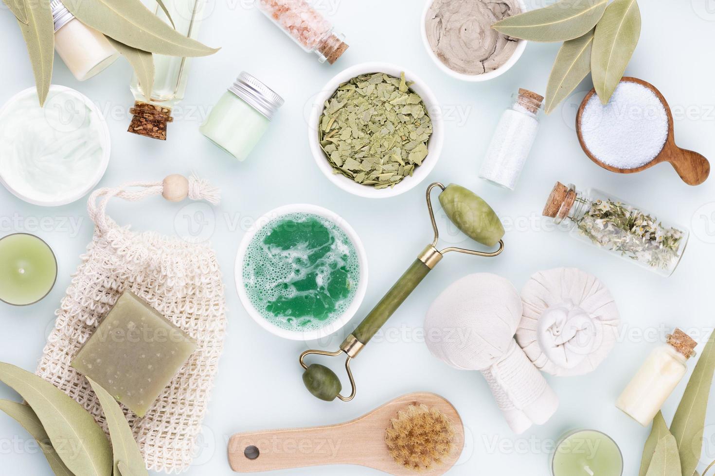 spa cura della pelle fatta in casa e cosmetici per il corpo con ingredienti naturali. foto